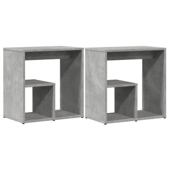 2 db betonszürke szerelt fa kisasztal 50x30x50 cm