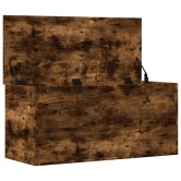 Füstös tölgy színű szerelt fa tárolóláda 100x42x46 cm