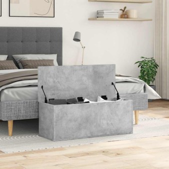 Betonszürke szerelt fa tárolóláda 90 x 35 x 35 cm