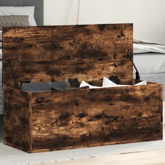 Füstös tölgy színű szerelt fa tárolóláda 90 x 35 x 35 cm
