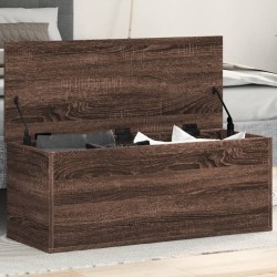 Barna tölgy színű szerelt fa tárolóláda 90 x 35 x 35 cm