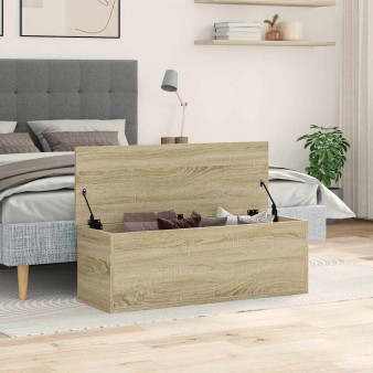 Sonoma tölgy színű szerelt fa tárolóláda 102 x 35 x 35 cm