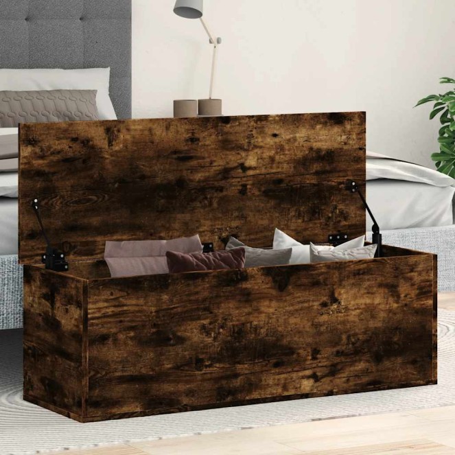 Füstös tölgy színű szerelt fa tárolóláda 102 x 35 x 35 cm Füstös tölgy színű szerelt fa tárolóláda 102 x 35 x 35 cm