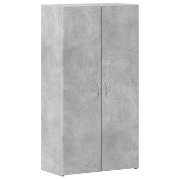 Betonszürke szerelt fa irattartó szekrény 60 x 32 x 115 cm