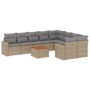 10 részes bézs polyrattan kerti ülőgarnitúra párnával