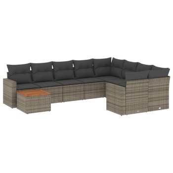 10 részes szürke polyrattan kerti ülőgarnitúra párnákkal