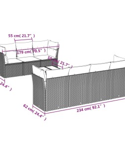 8 részes bézs polyrattan kerti ülőgarnitúra párnával