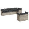 8 részes világosszürke polyrattan kerti ülőgarnitúra párnával