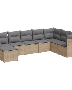 8 részes bézs polyrattan kerti ülőgarnitúra párnával