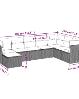 8 részes bézs polyrattan kerti ülőgarnitúra párnával