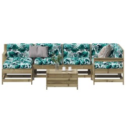 7 részes impregnált fenyőfa kerti ülőgarnitúra párnával