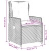 2 db szürke polyrattan dönthető kerti szék