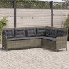 Szürke polyrattan l-alakú kerti kanapé párnákkal