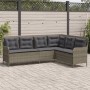 Szürke polyrattan l-alakú kerti kanapé párnákkal