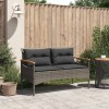 Szürke polyrattan kerti pad párnával 116 x 62,5 x 74