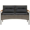 Szürke polyrattan kerti pad párnával 116 x 62,5 x 74