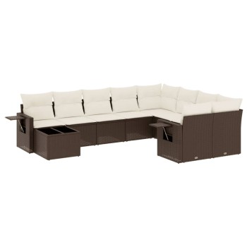 10 részes barna polyrattan kerti ülőgarnitúra párnákkal