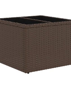7 db barna polyrattan kerti kanapégarnitúra párnákkal