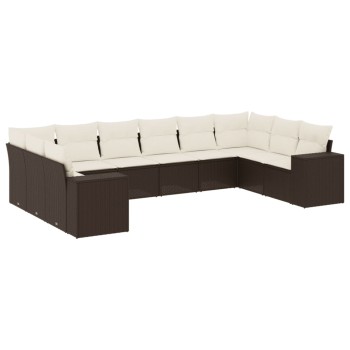 10 részes barna polyrattan kerti ülőgarnitúra párnákkal