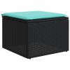 10 db fekete polyrattan kerti kanapégarnitúra párnákkal