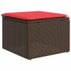 10 db barna polyrattan kerti kanapégarnitúra párnákkal