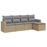 5 részes bézs polyrattan kerti ülőgarnitúra párnákkal 5 részes bézs polyrattan kerti ülőgarnitúra párnákkal