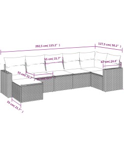 7 részes szürke polyrattan kerti ülőgarnitúra párnákkal
