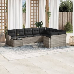 10 részes világosszürke polyrattan kerti ülőgarnitúra párnákkal 10 részes világosszürke polyrattan kerti ülőgarnitúra párnákkal