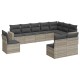 10 részes világosszürke polyrattan kerti ülőgarnitúra párnákkal