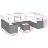 10 részes világosszürke polyrattan kerti ülőgarnitúra párnákkal