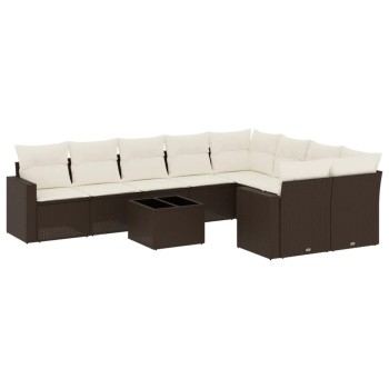 10 részes barna polyrattan kerti ülőgarnitúra párnákkal