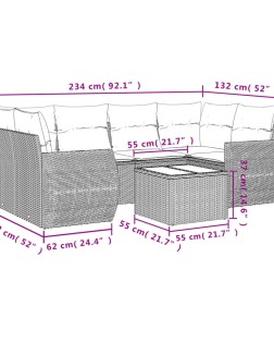 7 részes bézs polyrattan kerti ülőgarnitúra párnákkal