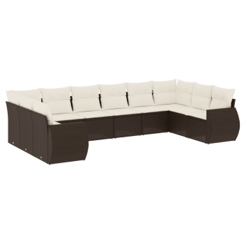 10 részes barna polyrattan kerti ülőgarnitúra párnákkal