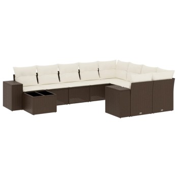 10 részes barna polyrattan kerti ülőgarnitúra párnákkal