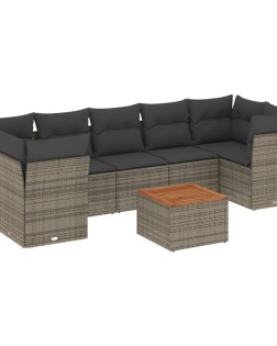 8 részes szürke polyrattan kerti ülőgarnitúra párnákkal