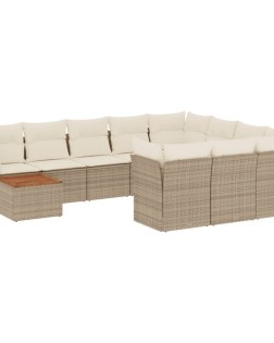 11 részes bézs polyrattan kerti ülőgarnitúra párnákkal