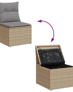 8 részes vegyes bézs polyrattan kerti ülőgarnitúra párnákkal