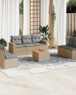8 részes vegyes bézs polyrattan kerti ülőgarnitúra párnákkal