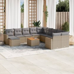 14 részes vegyes bézs polyrattan kerti ülőgarnitúra párnával