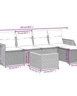 6 részes szürke polyrattan kerti ülőgarnitúra párnákkal
