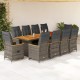 11 részes szürke polyrattan kerti bisztrógarnitúra párnákkal