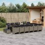 17 db szürke polyrattan kerti étkezőgarnitúra párnákkal