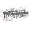 13 db szürke polyrattan kerti étkezőgarnitúra párnákkal