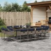 13 db szürke polyrattan kerti étkezőgarnitúra párnákkal