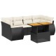 7 részes fekete polyrattan kerti ülőgarnitúra párnával