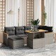 7 részes szürke polyrattan kerti ülőgarnitúra párnákkal