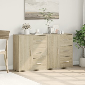 2 db sonoma tölgy színű szerelt fa tálalószekrény 60x31x70 cm