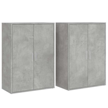 2 db betonszürke szerelt fa tálalószekrény 60 x 31 x 84 cm