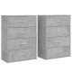 2 db betonszürke szerelt fa tálalószekrény 60 x 31 x 84 cm 2 db betonszürke szerelt fa tálalószekrény 60 x 31 x 84 cm