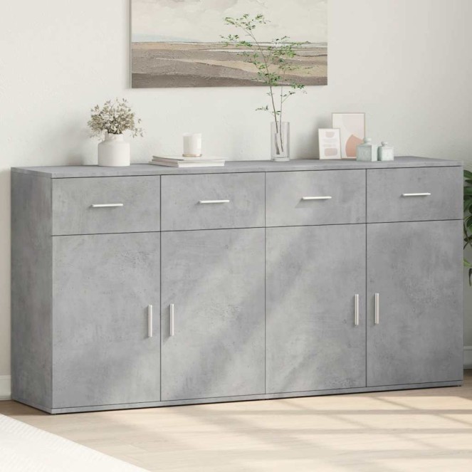 2 db betonszürke szerelt fa tálalószekrény 79 x 38 x 80 cm